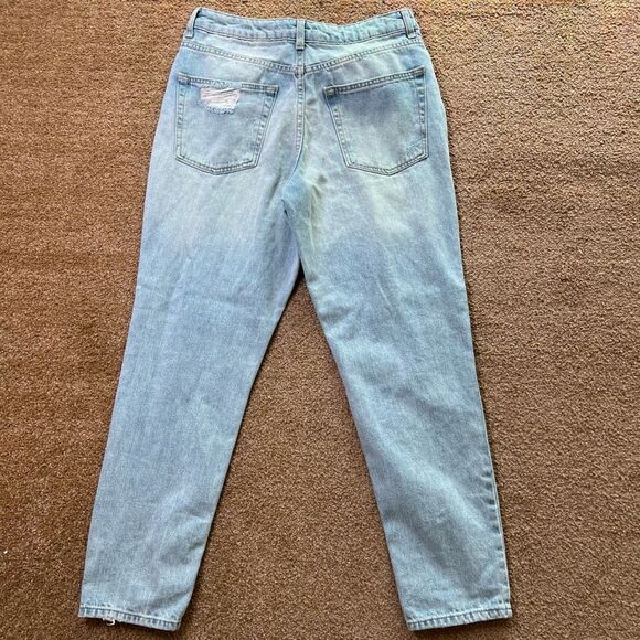 TopShop Womens Light Blue Moto Bleach Fishnet Distressed Mom Jeans Size 28 - Picture 10 of 13